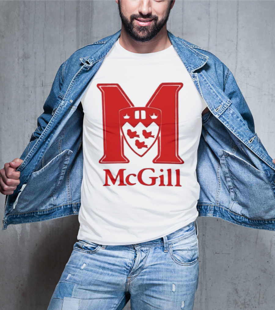 McGill University Large Red M And Shield Emblem T-Shirt