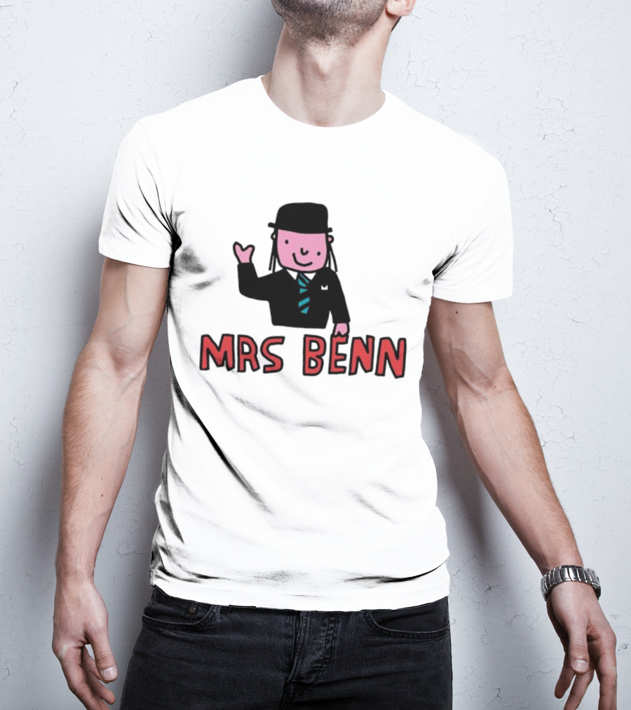 Mrs Benn Cartoon Character In Suit And Tie With Black Bowler Hat T-Shirt