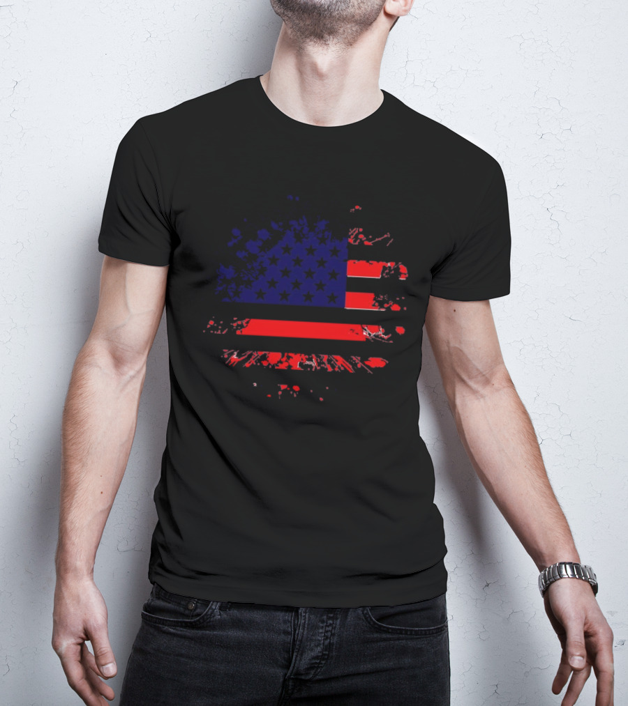 American Flag Grunge Style Stars And Stripes Circular T-Shirt