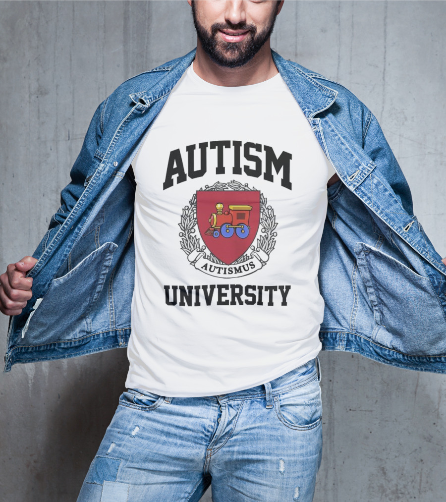 Autism University Autismus Red Shield Train Emblem T-Shirt