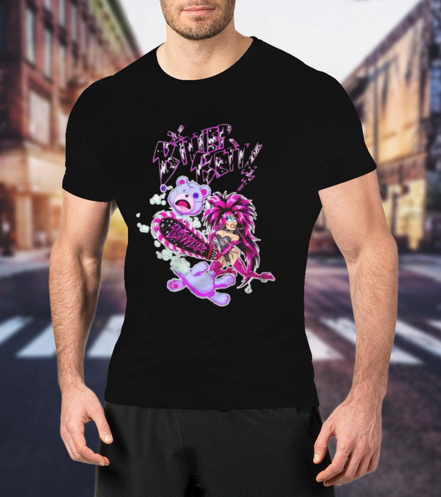 Bitter Betty Chainsaw Pink Chainsaw Fierce Style Teddy Bear T-Shirt