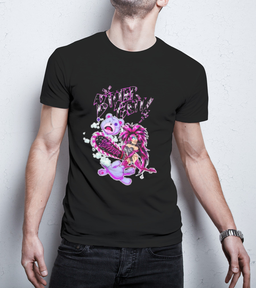 Bitter Betty Chainsaw Pink Chainsaw Fierce Style Teddy Bear T-Shirt