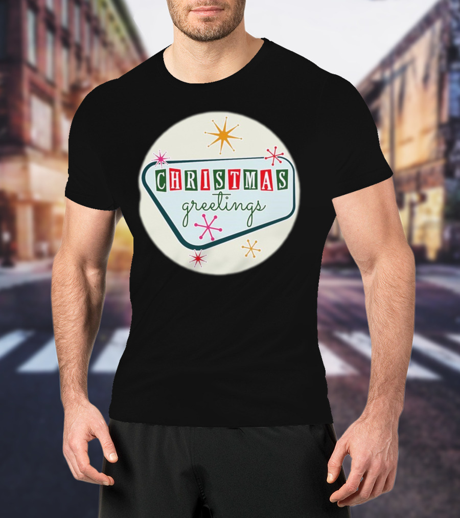 Christmas Greetings Vintage Retro Holiday 星 Starburst T-Shirt