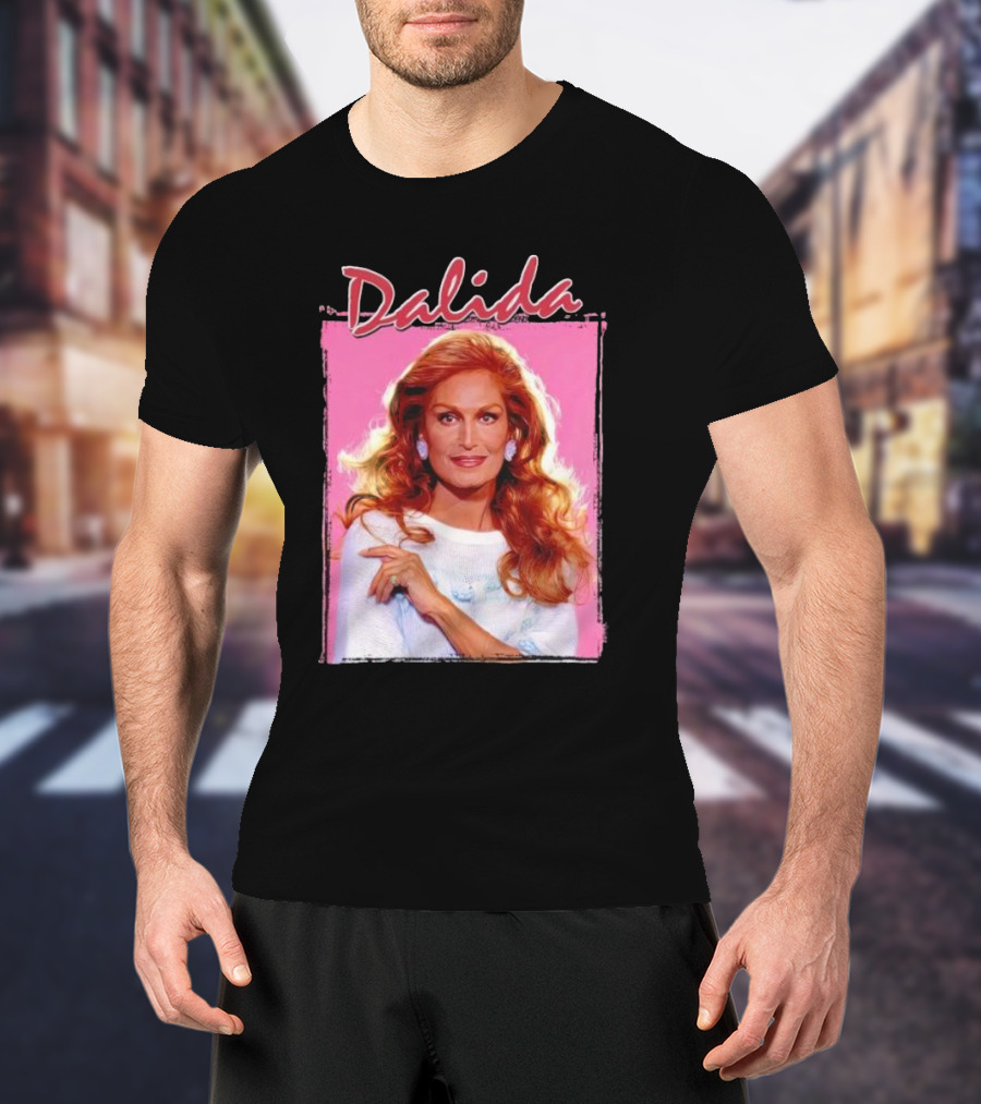 Dalida Retro Pink Background T-Shirt