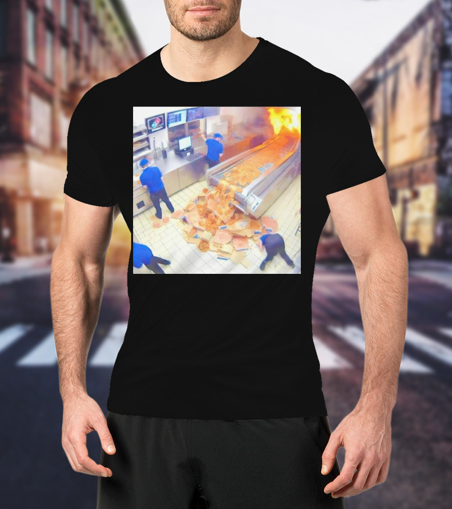 Domino’s Pizza Kitchen Chaos Pizzeria Conveyor Oven Accident T-Shirt