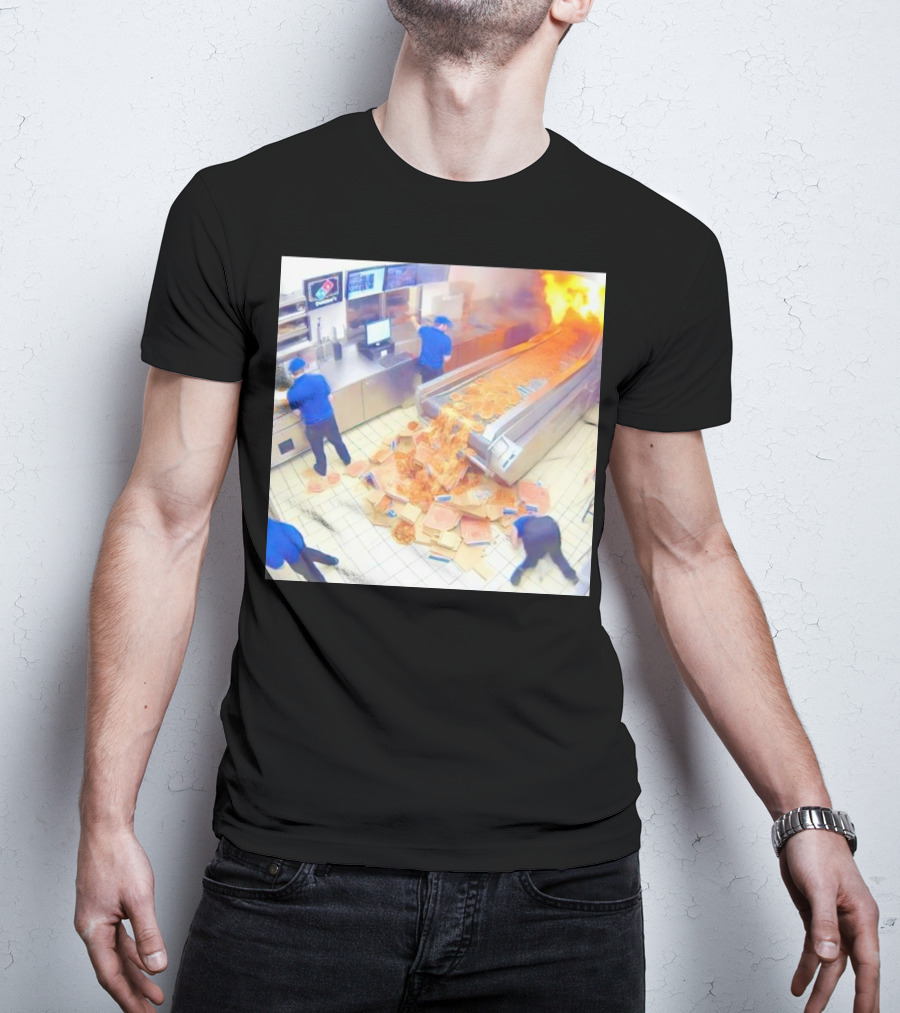 Domino’s Pizza Kitchen Chaos Pizzeria Conveyor Oven Accident T-Shirt