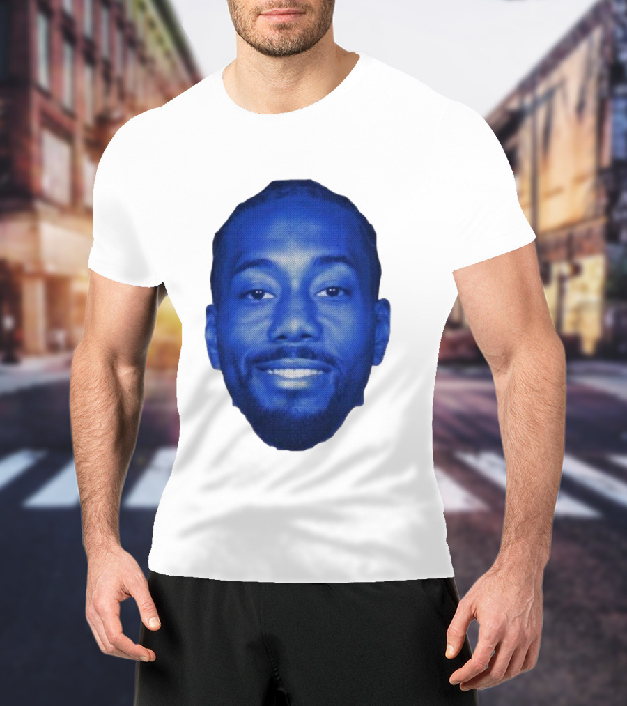 Kawhi Half-Tone Big Head Blue Face T-Shirt