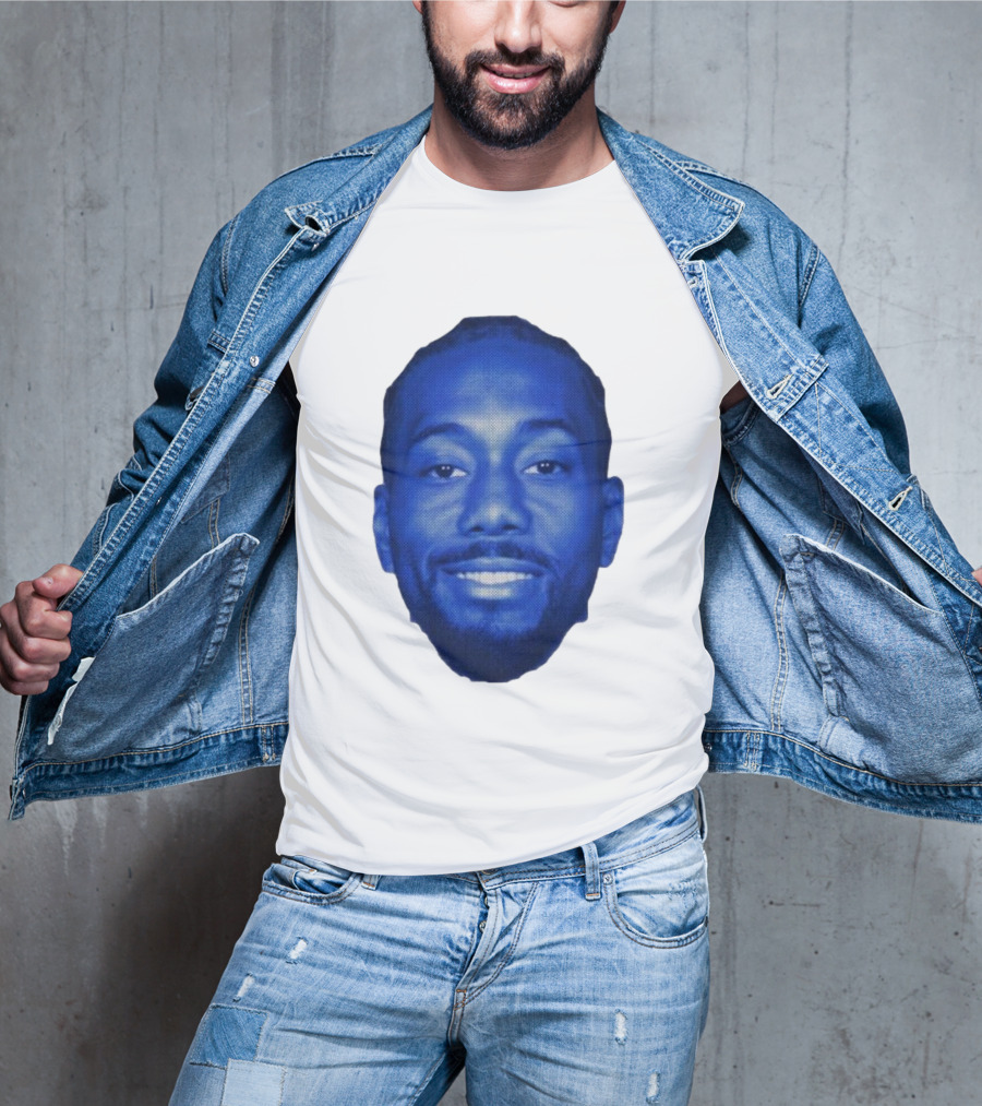 Kawhi Half-Tone Big Head Blue Face T-Shirt