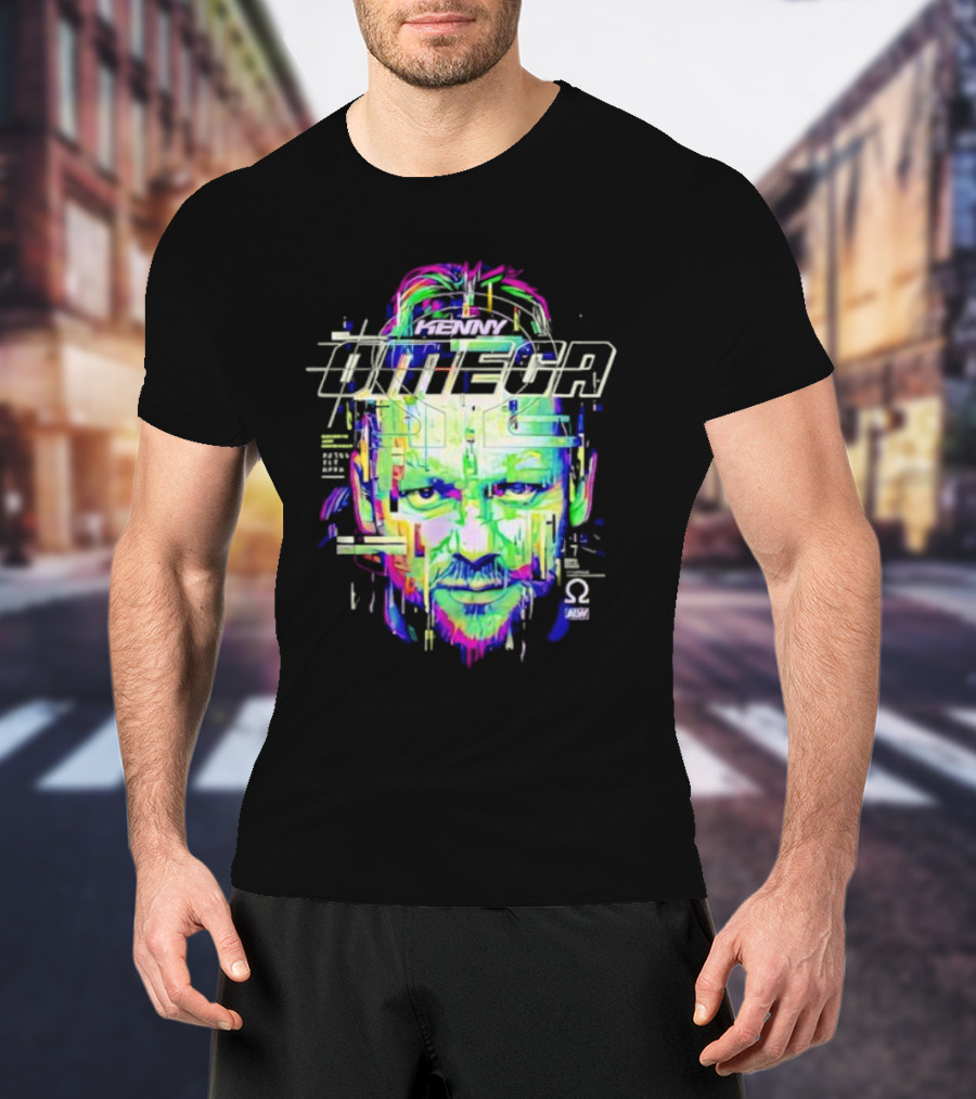 Kenny Omega Neon Glitch Portrait With Omega T-Shirt