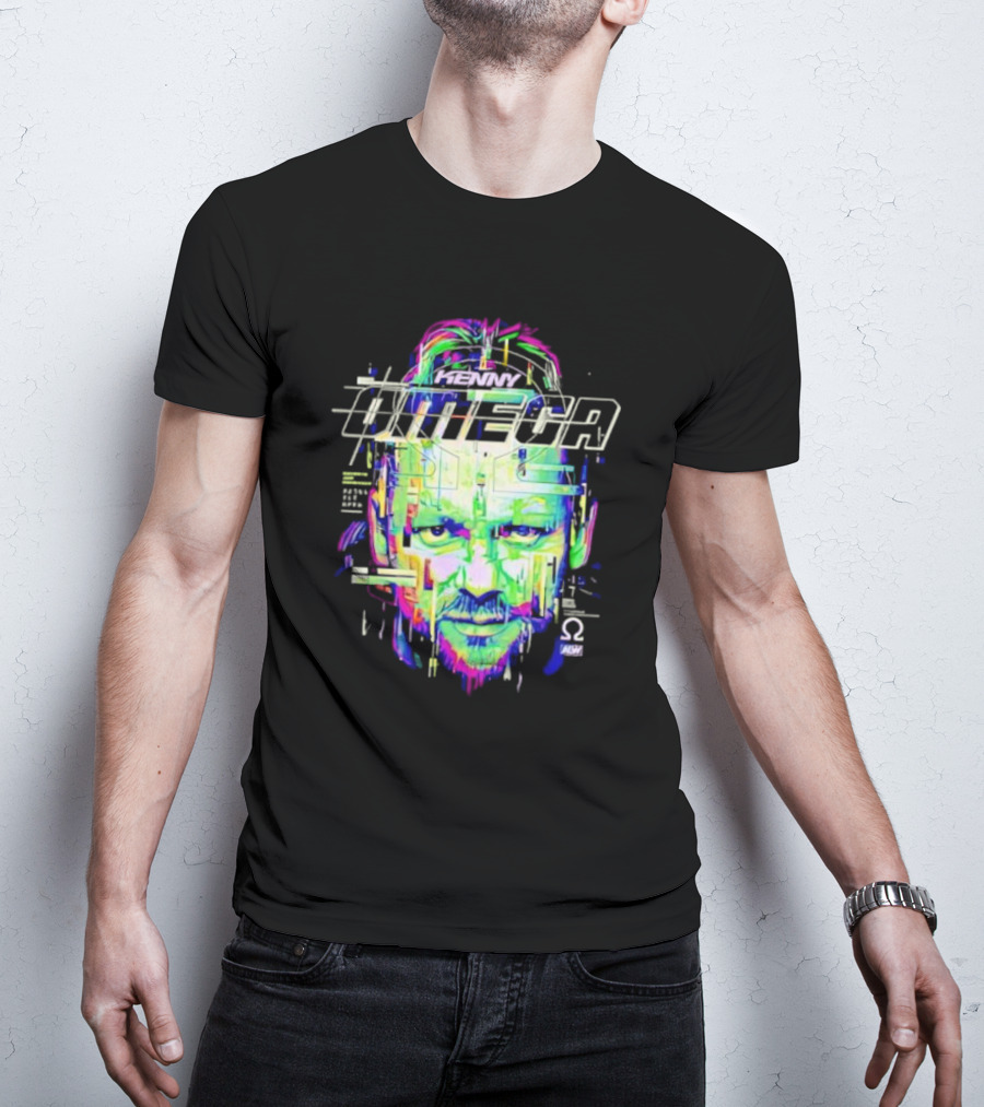 Kenny Omega Neon Glitch Portrait With Omega T-Shirt