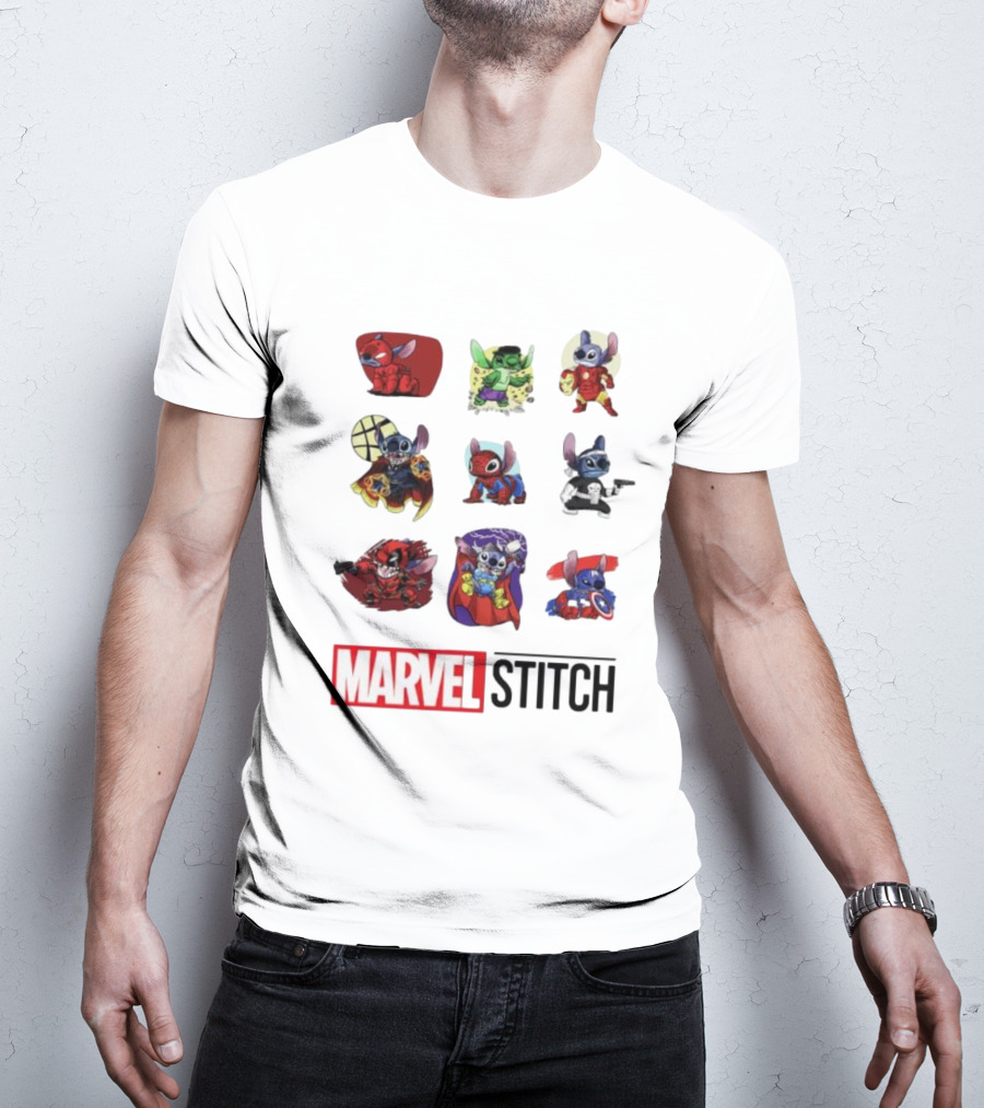 Marvel Stitch Super Hero Characters Collaboration Collection T-Shirt