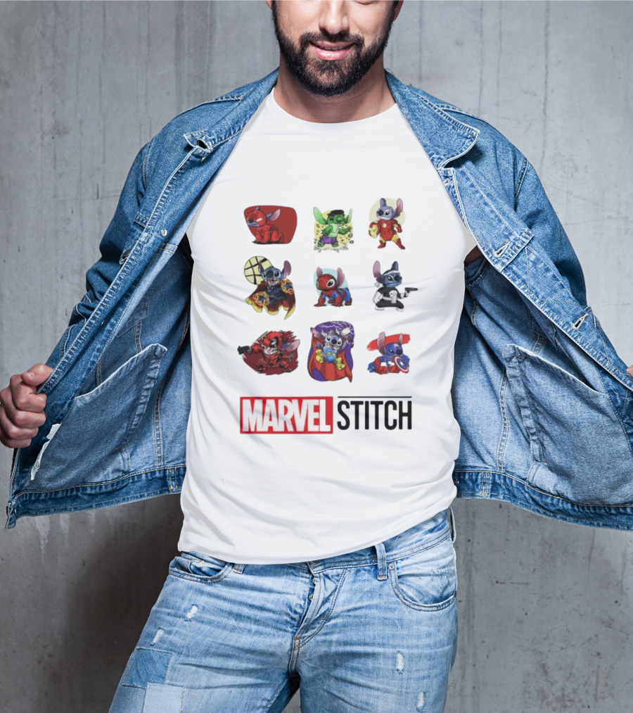 Marvel Stitch Super Hero Characters Collaboration Collection T-Shirt
