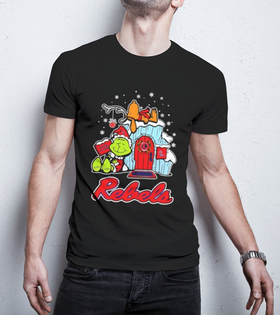 Peanuts Ole Miss Rebels Grinch Snoopy Merry Christmas T-Shirt