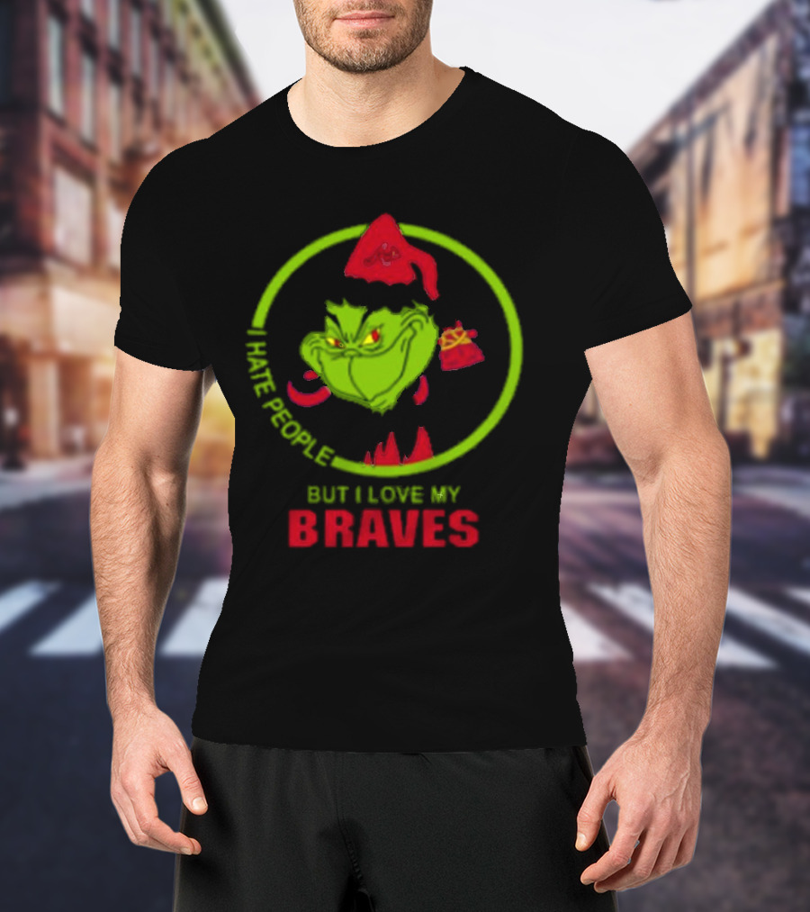 I Hate People But I Love My Braves Atlanta MLB Christmas Grinch T-Shirt