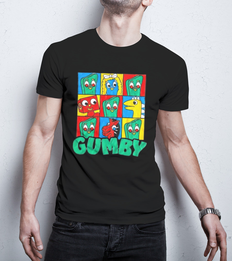 Gumby And Friends Colorful Cartoon Character Grid T-Shirt