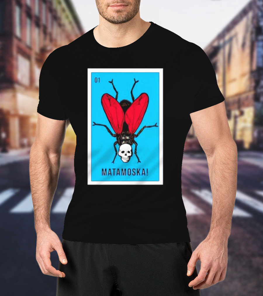La Moska Loteria Matamoska 01 Fly Skull Blue Red Wings T-Shirt
