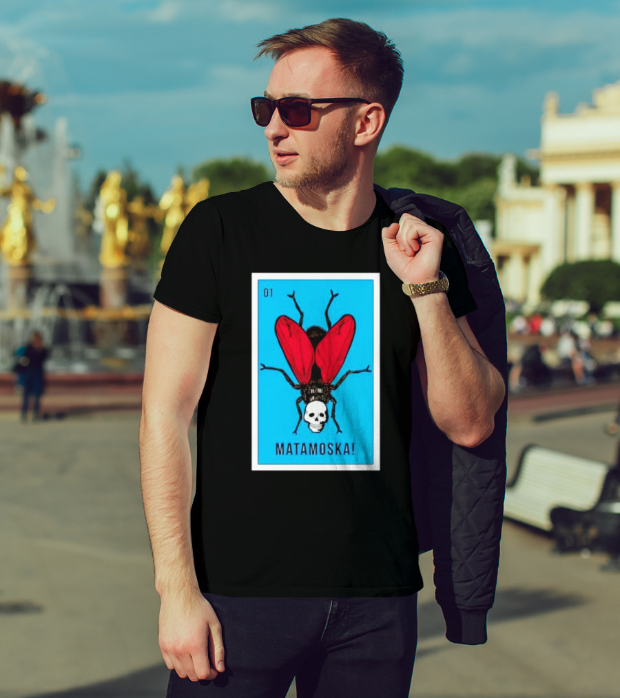 La Moska Loteria Matamoska 01 Fly Skull Blue Red Wings T-Shirt