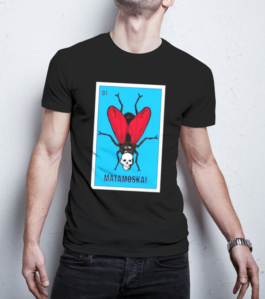La Moska Loteria Matamoska 01 Fly Skull Blue Red Wings T-Shirt