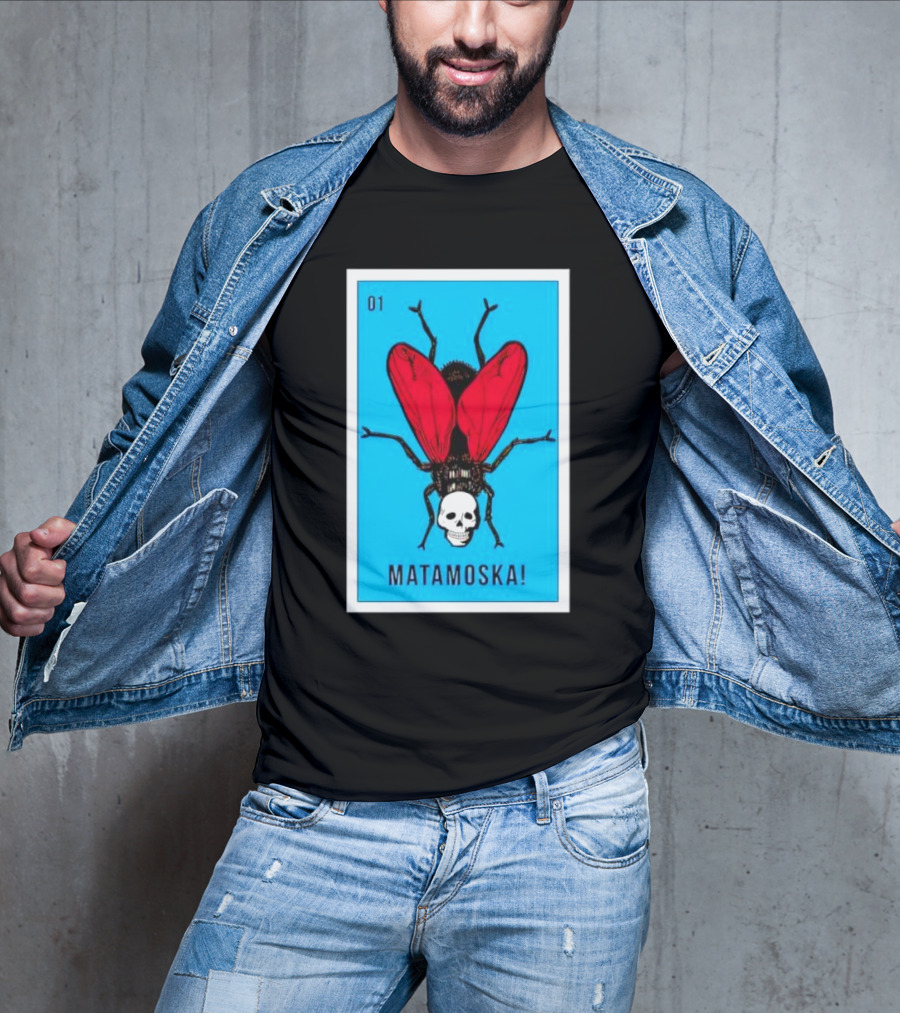 La Moska Loteria Matamoska 01 Fly Skull Blue Red Wings T-Shirt