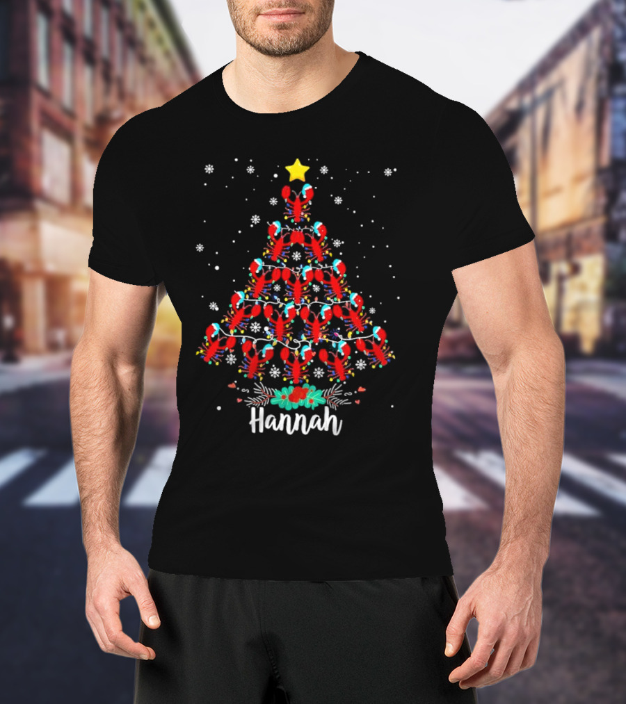 Hannah Lobster Christmas Tree With Star And Snowflakes T-Shirt