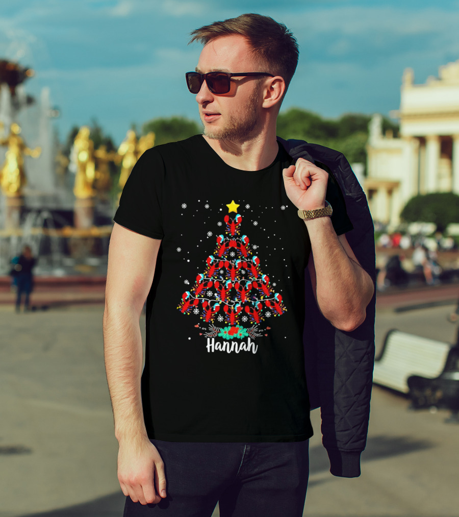 Hannah Lobster Christmas Tree With Star And Snowflakes T-Shirt