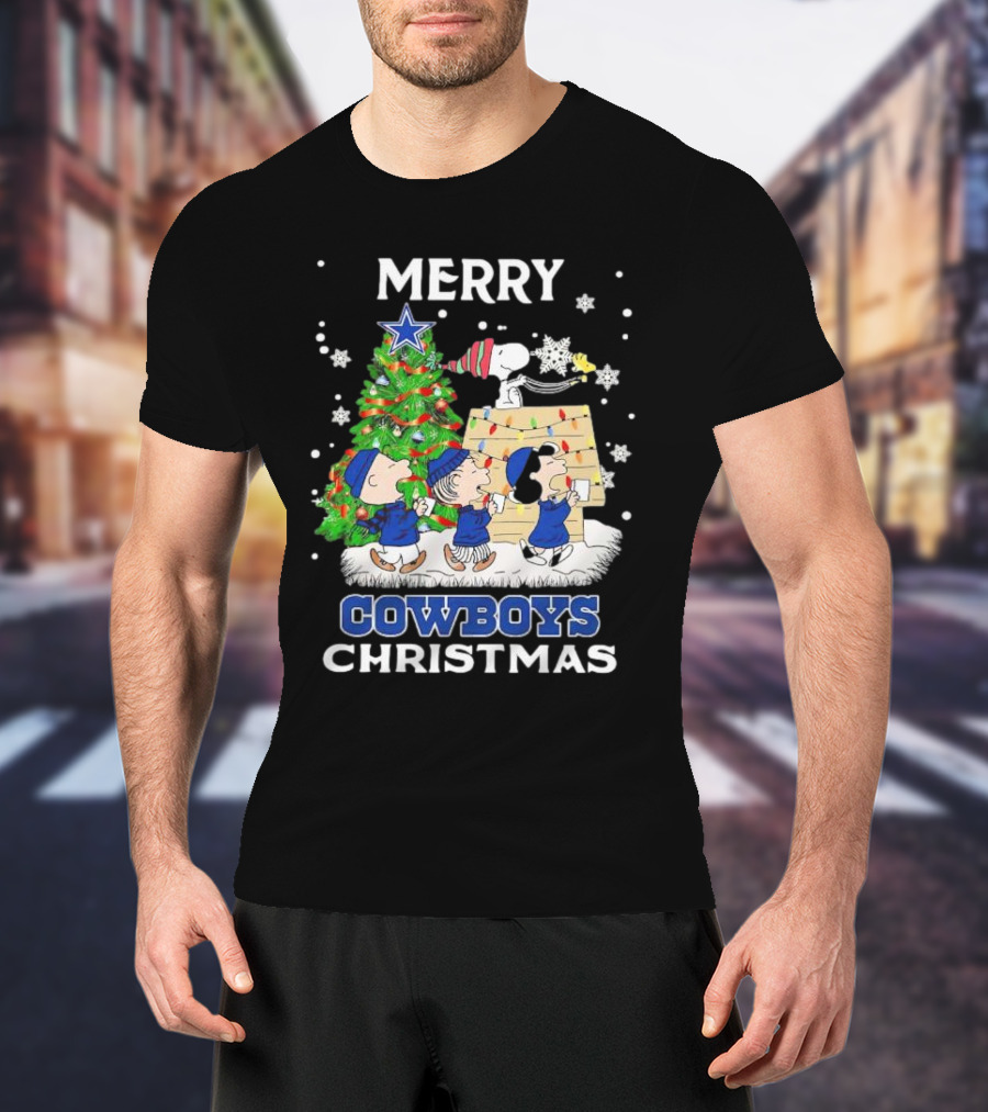 Merry Cowboys Christmas Peanuts Characters Dallas T-Shirt