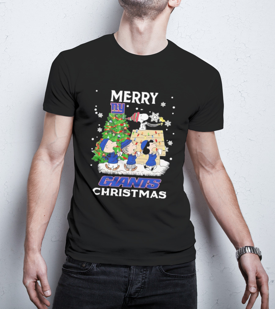 Merry Christmas Peanuts New York Giants T-Shirt