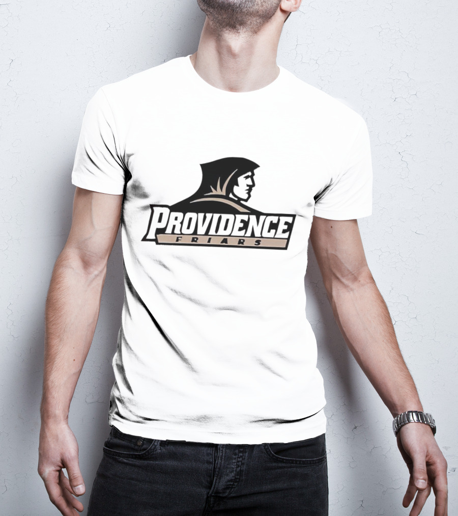 Providence Friars Athletics Team Emblem Iconic Black And White Hooded Figure T-Shirt