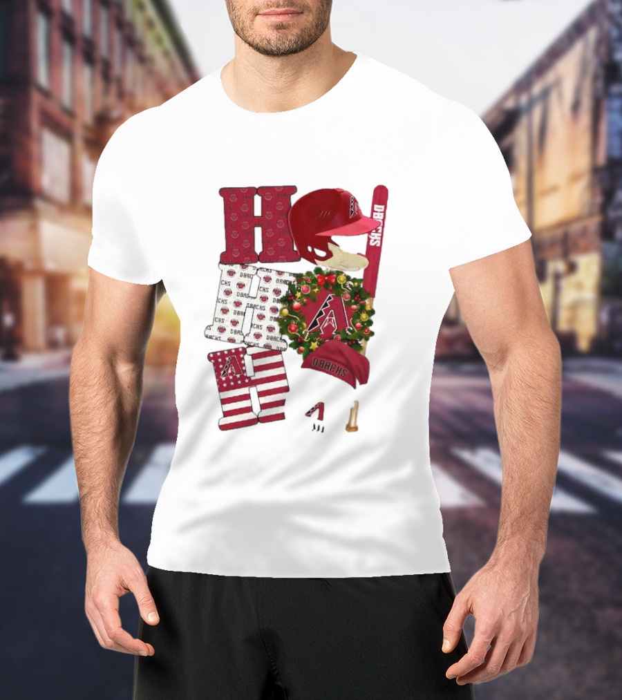 Arizona Diamondbacks D-Backs Ho Ho Ho Merry Christmas Holiday Baseball T-Shirt