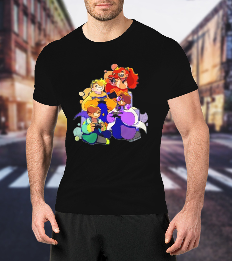 Bish Bash Bots Gaming Fun Characters Controller Crew T-Shirt