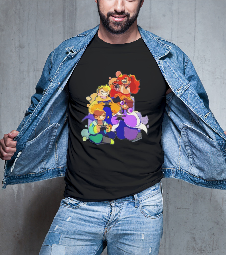 Bish Bash Bots Gaming Fun Characters Controller Crew T-Shirt