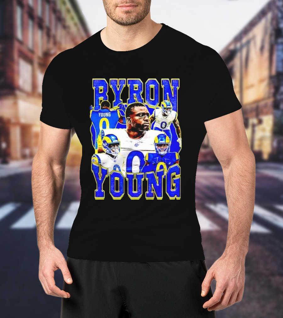 Byron Young Los Angeles Rams Picture Collage T-Shirt