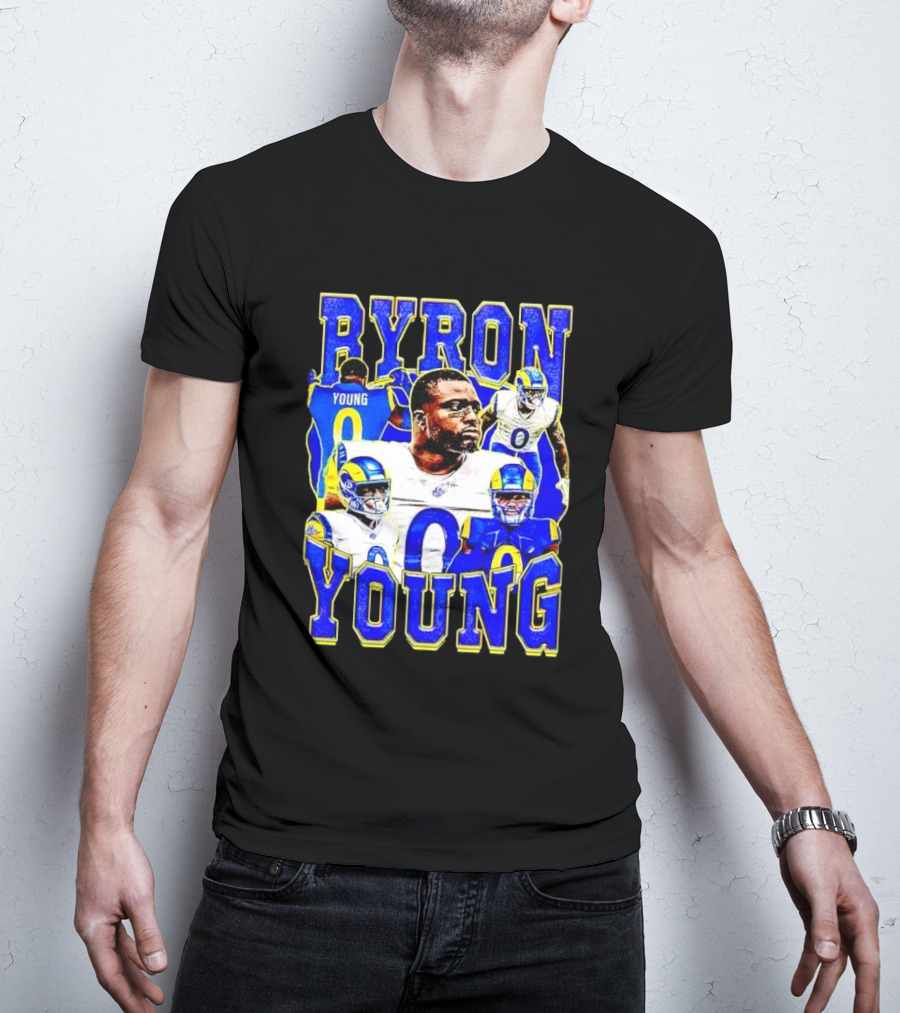 Byron Young Los Angeles Rams Picture Collage T-Shirt