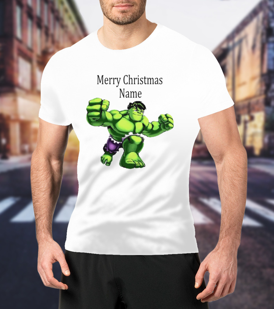 Merry Christmas Name Hulk Green T-Shirt