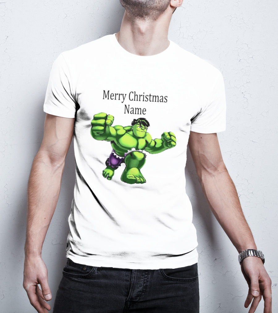 Merry Christmas Name Hulk Green T-Shirt