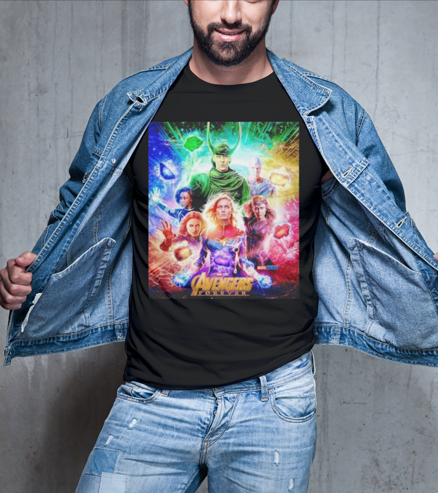 Marvel Studios Avengers Forever Loki Captain Marvel Scarlet Witch Vision Trail Of Infinity Stones T-Shirt
