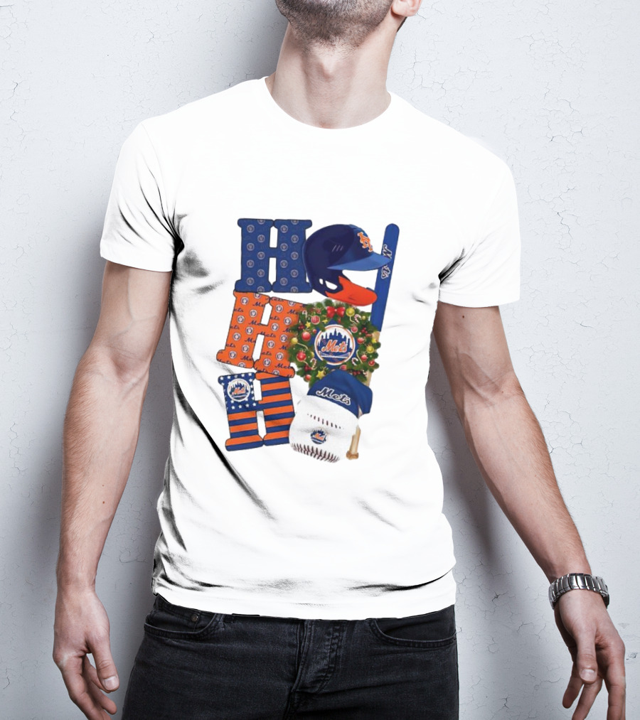 New York Mets Ho Ho Ho Merry Christmas Mets Baseball Holiday T-Shirt