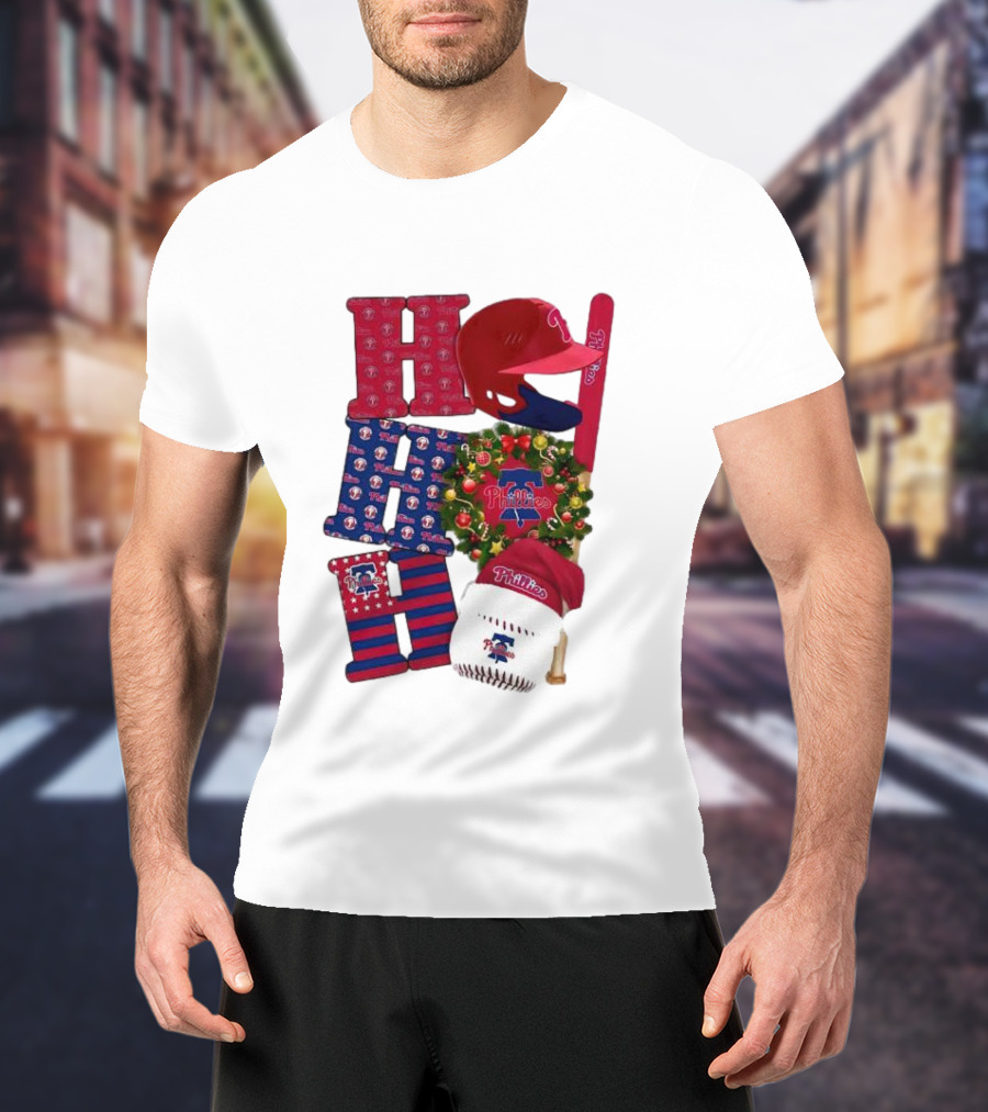 Philadelphia Phillies Ho Ho Ho Merry Christmas Sports Fan T-Shirt