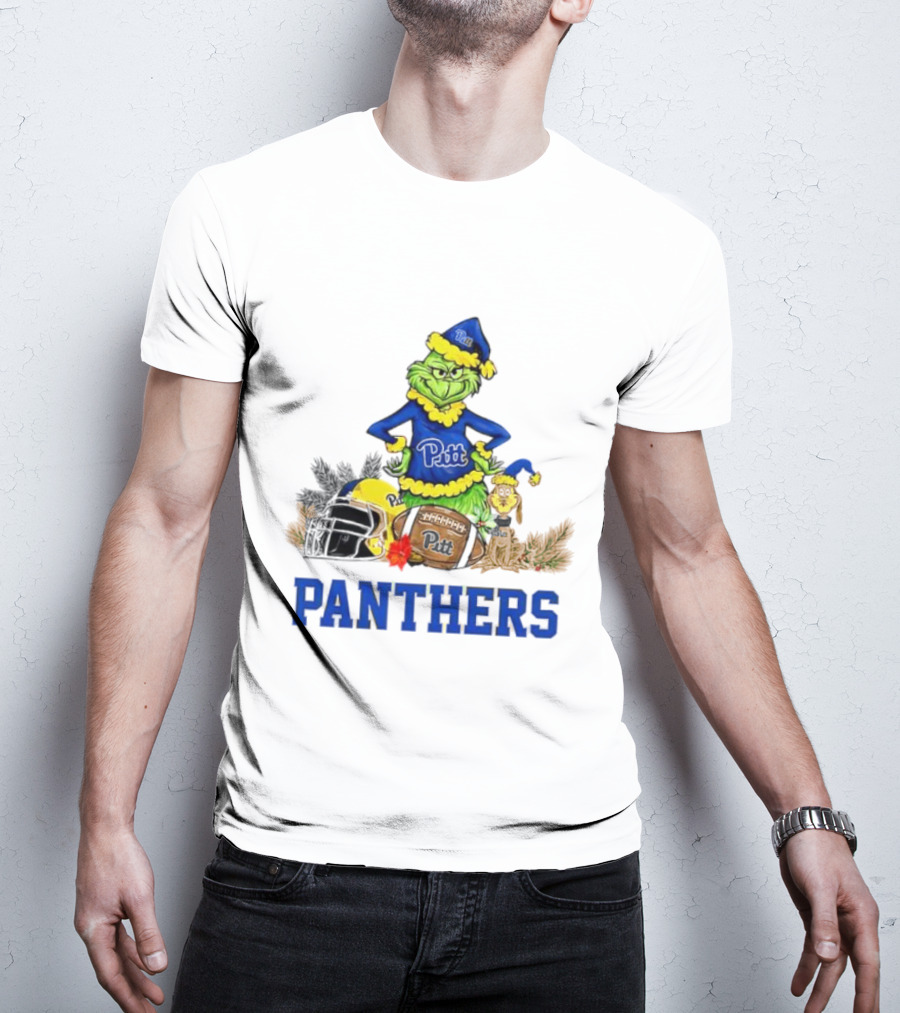 Pittsburgh Panthers Grinch Max Dog Christmas Football T-Shirt