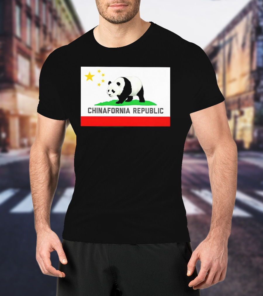 Chinafornia Republic Panda Flag Mockup T-Shirt