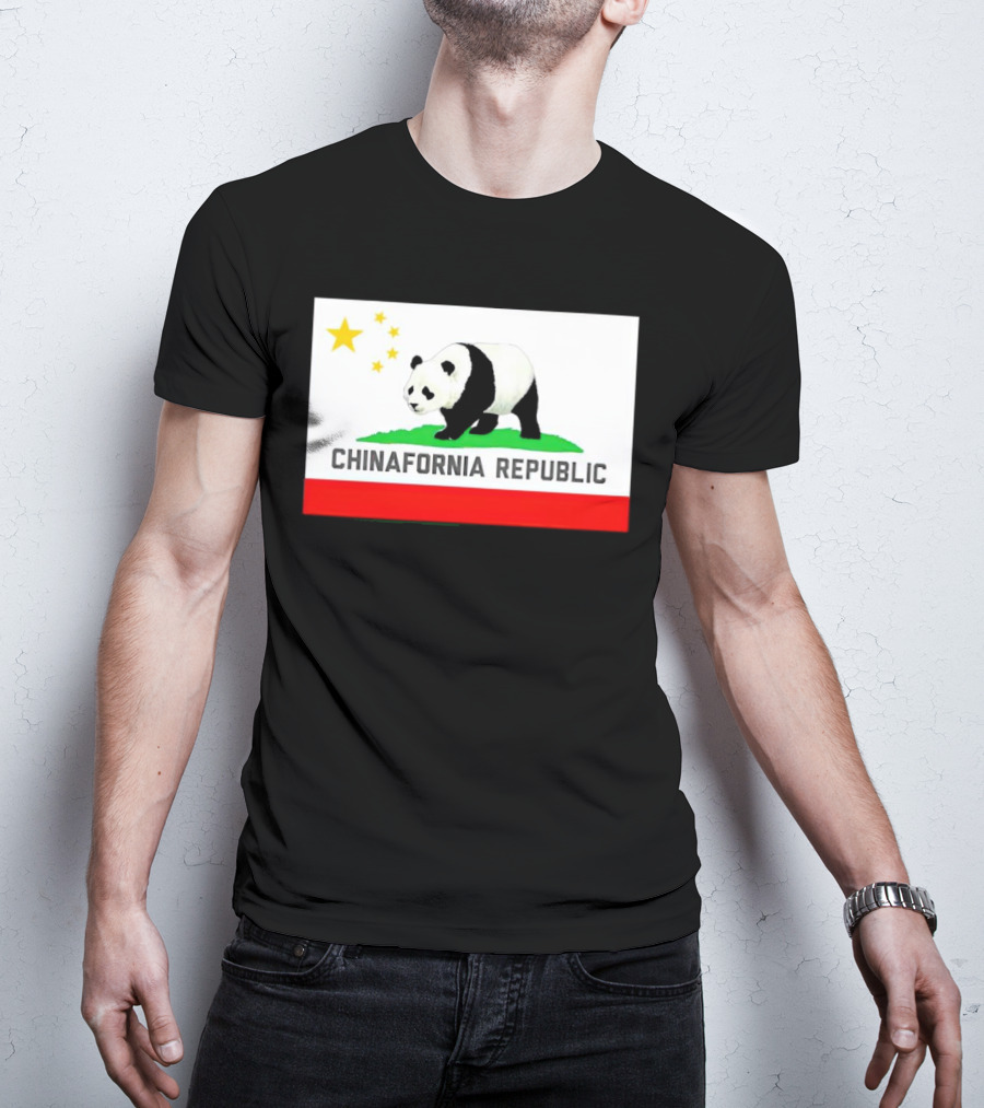 Chinafornia Republic Panda Flag Mockup T-Shirt