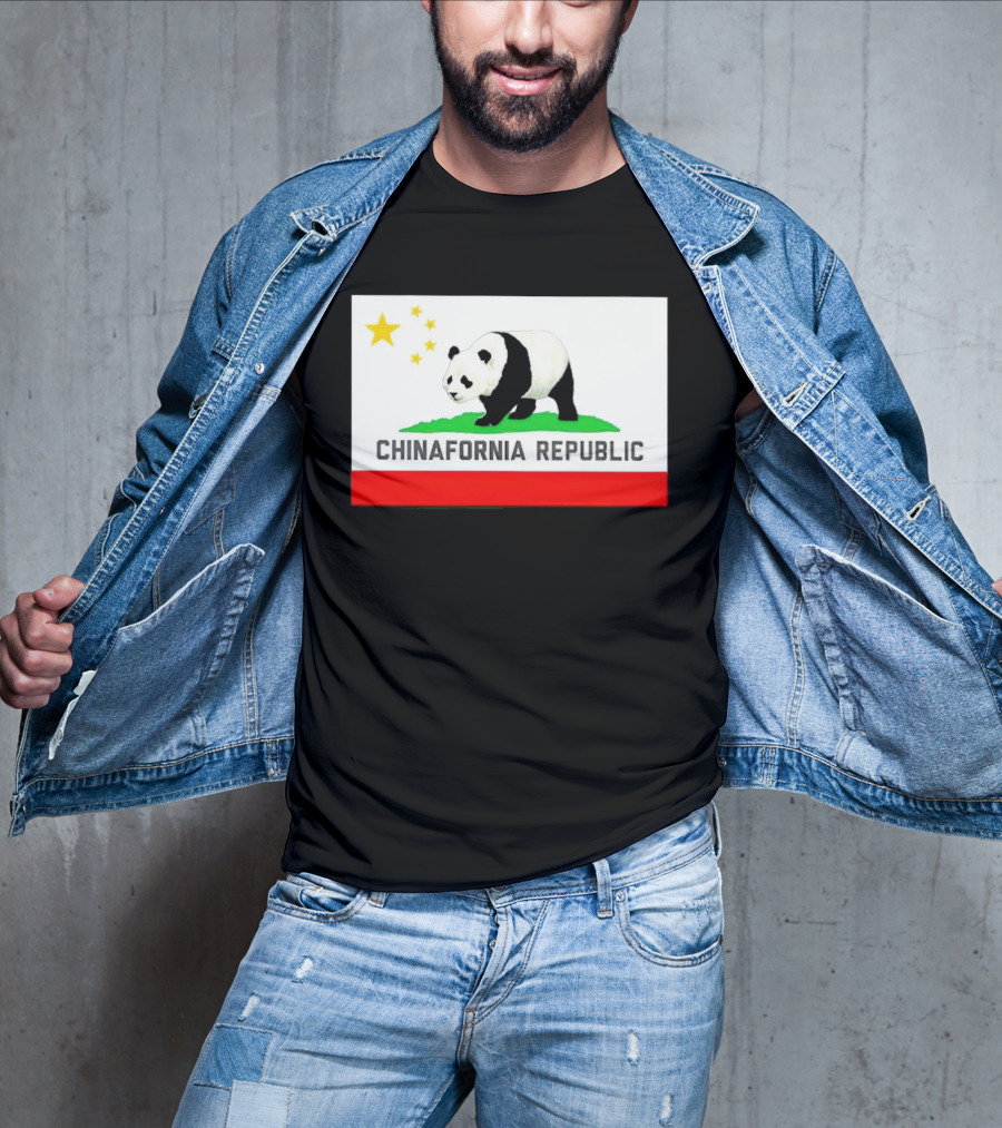 Chinafornia Republic Panda Flag Mockup T-Shirt