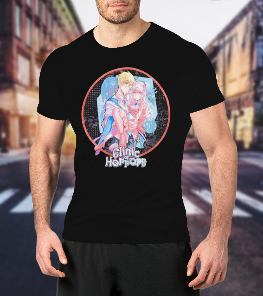 Clinic Of Horrors Anime Characters In Pink And Blue Circle T-Shirt