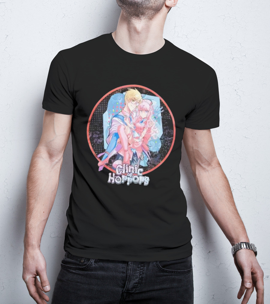 Clinic Of Horrors Anime Characters In Pink And Blue Circle T-Shirt