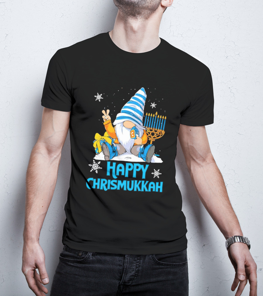Happy Chrismukkah Gnome Menorah Snowflakes T-Shirt