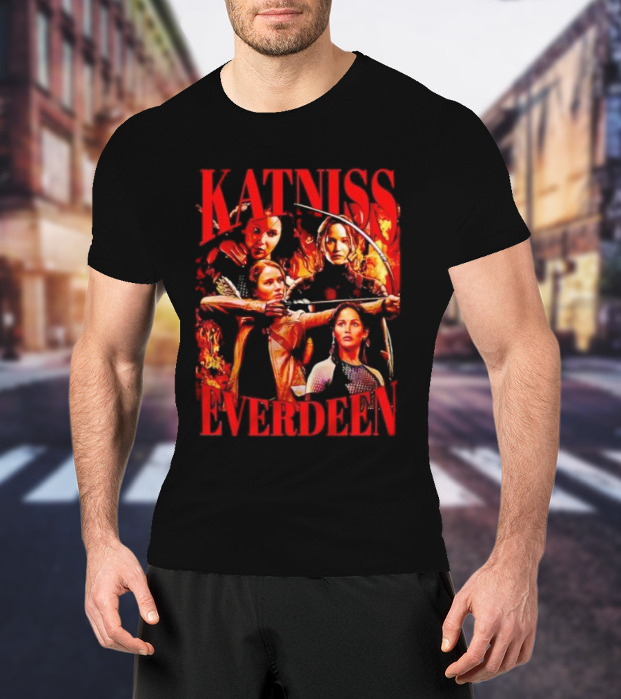 Katniss Everdeen Fiery Bow And Arrow Montage T-Shirt