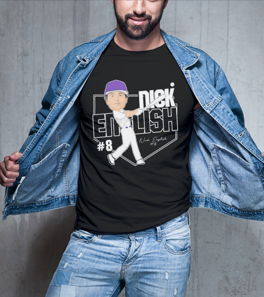 Nick English Caricature Signature Baseball Nick English #8 T-Shirt