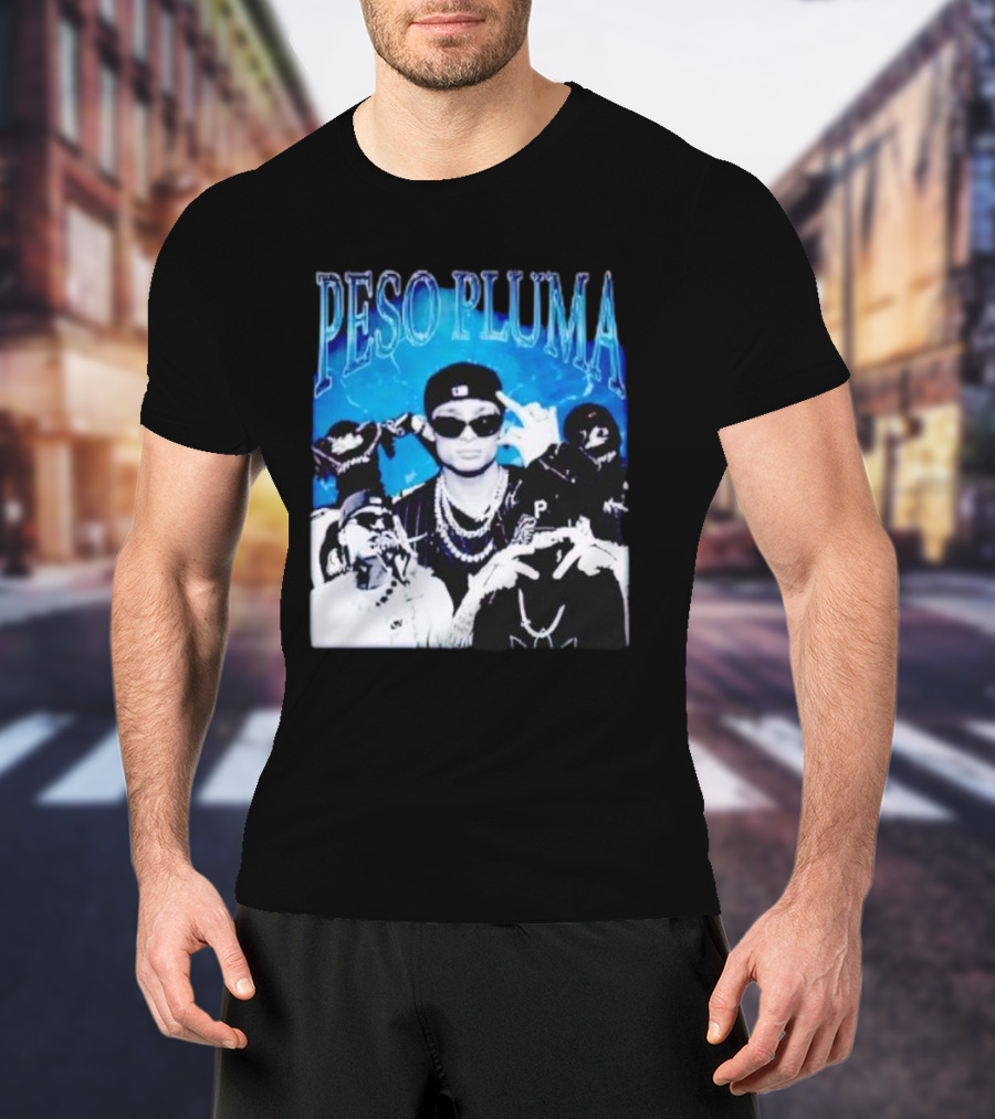 Peso Pluma Vintage Hip Hop Style Blue Tones T-Shirt
