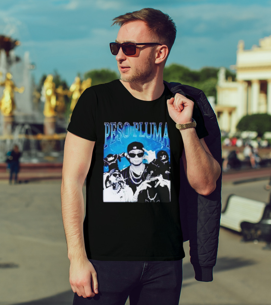 Peso Pluma Vintage Hip Hop Style Blue Tones T-Shirt