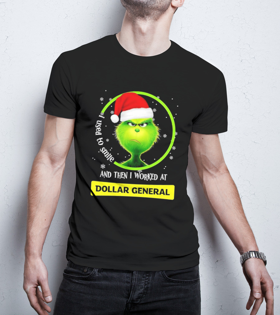 Santa Grinch I Used To Smile And Then I Worked At Dollar General Christmas T-Shirt